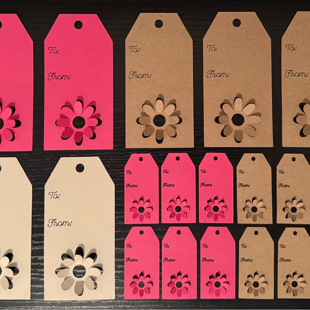 Floral Gift Tags in Pink, Beige, and Brown